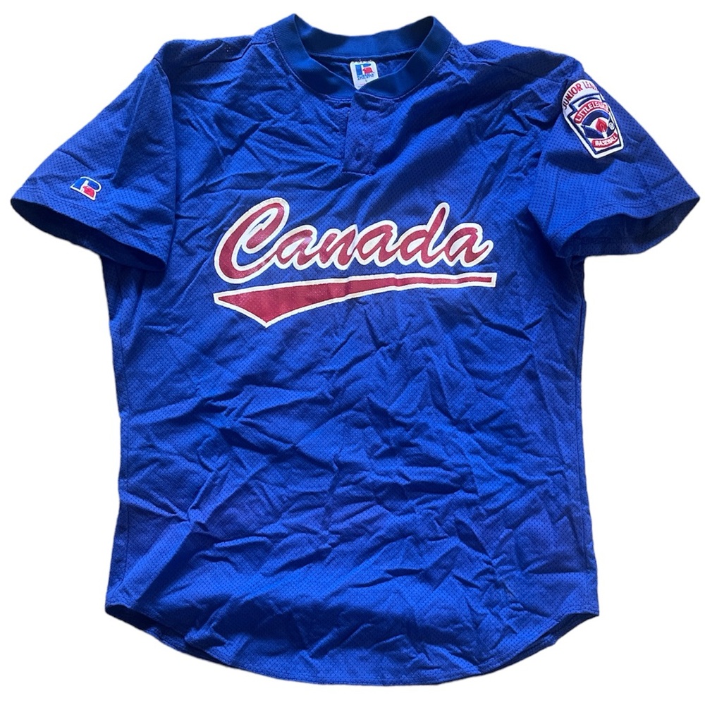 Vintage LITTLE LEAGUE WORLD SERIES ‘CANADA’ #7 Russell Baseball Jersey Men’s L